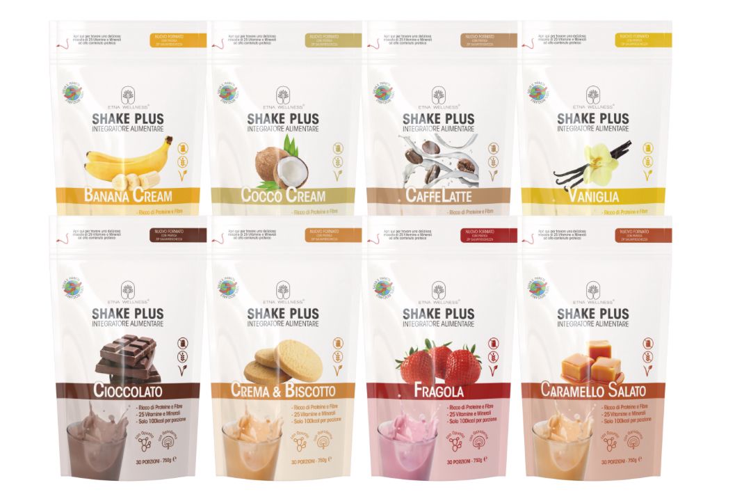 Shake Plus Etna Wellness pasto sostitutivo Shake Plus Etna Wellness pasto sostitutivo per dimagrire vegano proteico
